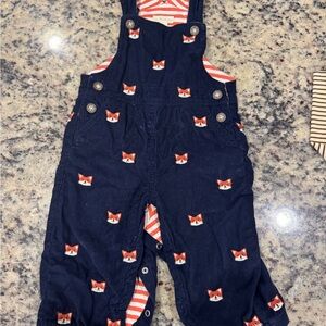 Navy Corduroy Fox Print Kids Overalls 6-12 months